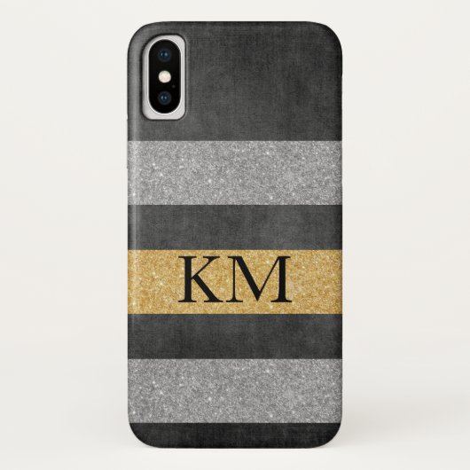 Stilvoller Glitter mit Monogramm Case-Mate iPhone Hülle (Rückseite)