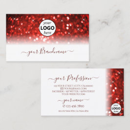 Stilvoller Glitzer aus White Red Sparkle mit Logo  Visitenkarte