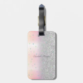 Stilvoller Glitzer Bokeh, Rainbow Unicorn, Sterne Gepäckanhänger (Rückseite vertikal)