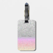 Stilvoller Glitzer Bokeh, Rainbow Unicorn, Sterne Gepäckanhänger (Rückseite vertikal)