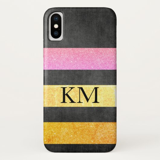 Stilvoller Glitzer mit Monogram Case-Mate iPhone Hülle (Rückseite)