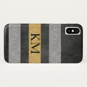 Stilvoller Glitzer mit Monogram Case-Mate iPhone Hülle (Rückseite (Horizontal))