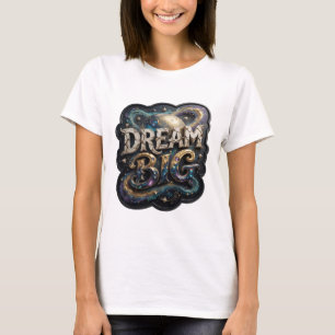 Stilvoller Gold-DREAM BIG-Aufdruck T-Shirt