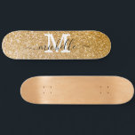 Stilvoller Gold Glitzer Personalisiert Mit Monogra Skateboard<br><div class="desc">Trendiges,  elegantes Gold Sparkle individuell anpassbares Mit Monogramm Monogram Skateboard (Bearbeiten)</div>