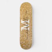 Stilvoller Gold Glitzer Personalisiert Mit Monogra Skateboard (Vorderseite)