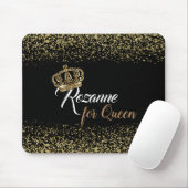 Stilvoller Gold Glitzer Queen Crown Name Mousepad (Mit Mouse)
