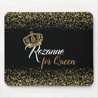 Stilvoller Gold Glitzer Queen Crown Name Mousepad