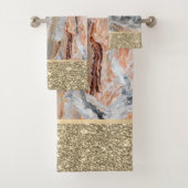 Stilvoller Gold Glitzer Shiny Marble Stone Badhandtuch Set (Insitu)