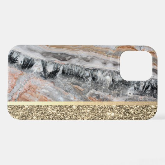 Stilvoller Gold Glitzer Shiny Marble Stone iPhone Hülle (Rückseite (Horizontal))