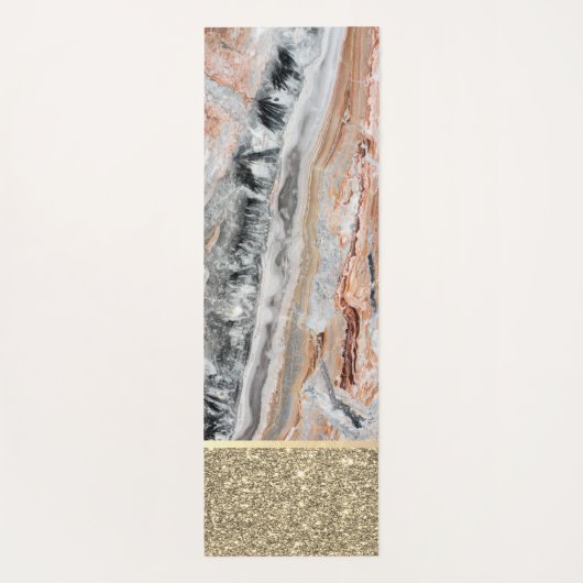 Stilvoller Gold Glitzer Shiny Marble Stone Yogamatte (Rückseite)