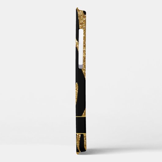 Stilvoller Gold Glitzer Tiger Stripe Name Case-Mate iPhone Hülle (Rückseite / Links)