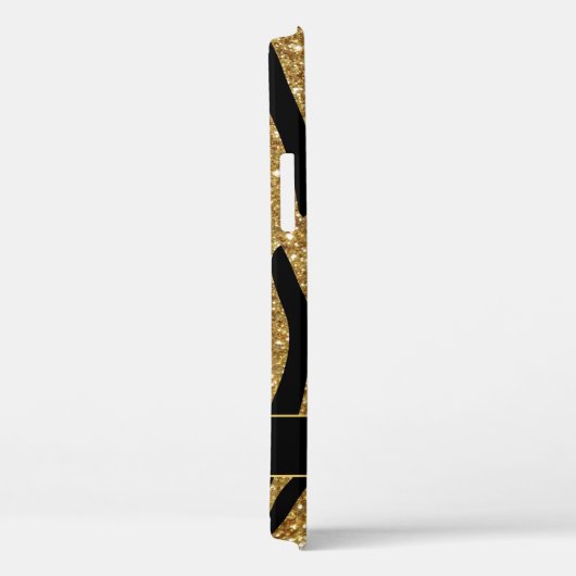 Stilvoller Gold Glitzer Tiger Stripe Name Case-Mate iPhone Hülle (Rückseite / Rechts)