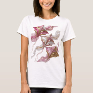 Stilvoller Gold-PINK UND GOLD-DRACHEN-Print T-Shirt