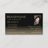 Stilvoller Gold- und Black Cool Mirror Schriftart  Visitenkarte (Rückseite)