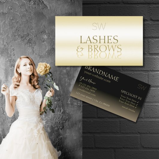 Stilvoller Gold- und Black Mirror-Schriftart mit M Visitenkarte