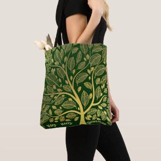 Stilvoller Goldbaum des Lebens Foliage Frohe Weihn Tasche