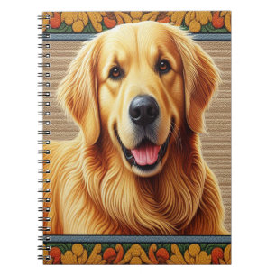 Stilvoller Golden Retriever Hund Bunter Rahmen Notizblock