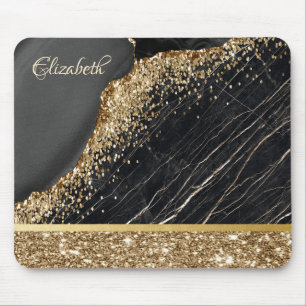 Stilvoller goldener Glitter Pailletten schwarzer M Mousepad