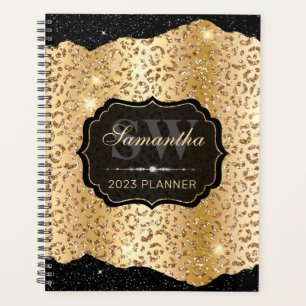 Stilvoller goldener Leopard-Fleck & schwarzes Glit Planer