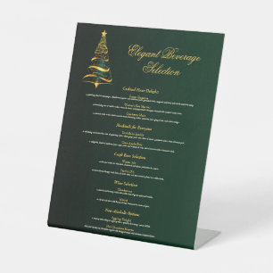 Stilvoller goldener Weihnachtsbaum-Hochzeitsgeträn Sockelschild