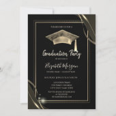 Stilvoller Goldrahmen-Sparkle,Grad-Cap-Abschluss Einladung (Vorderseite)