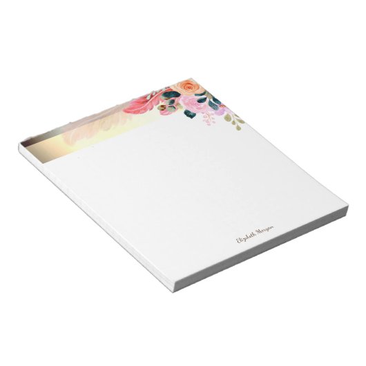 Stilvoller Goldrand, Blume Feather Notizblock (angewinkelt)