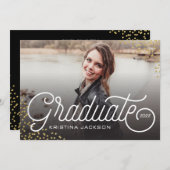 Stilvoller Graduate Glitzer Confetti Einladung (Vorne/Hinten)