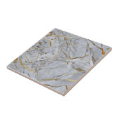 Stilvoller grauer Marmor mit goldverzierter Kerami Fliese (Seite)