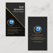 Stilvoller Gray Grunge Gold Line Pub Barkeeper Visitenkarte (Vorne/Hinten)