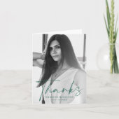 Stilvoller Green Script Foto Abschluss Dankeskarte (Vorderseite)