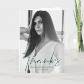 Stilvoller Green Script Foto Abschluss Dankeskarte (Vorderseite)