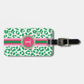 Stilvoller grüner Leoparddruck mit Monogramm Gepäckanhänger (Vorderseite horizontal)