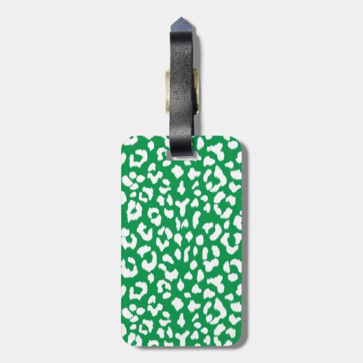 Stilvoller grüner Leoparddruck mit Monogramm Gepäckanhänger (Rückseite vertikal)