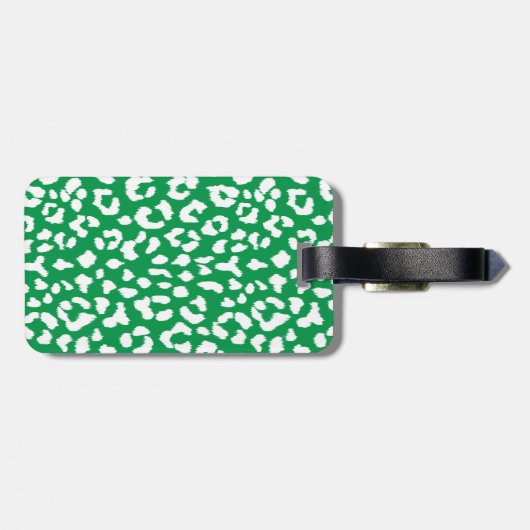 Stilvoller grüner Leoparddruck mit Monogramm Gepäckanhänger (Rückseite horizontal)