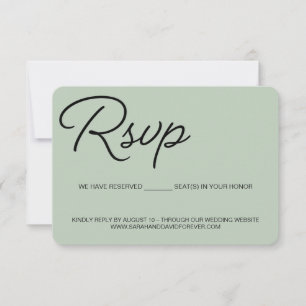 Stilvoller grüner moderner RSVP Hochzeit reservier Karte