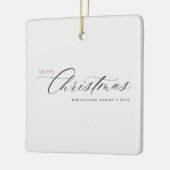 Stilvoller handgeschriebener Weihnachtsfamilienfot Keramikornament (Links)