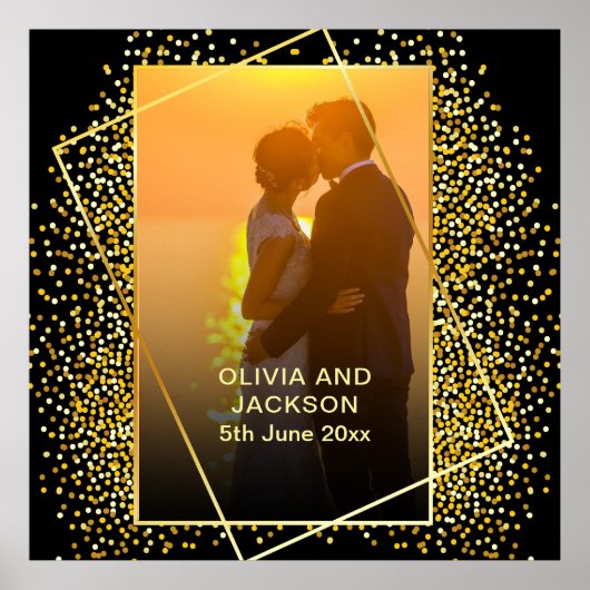 Stilvoller Happy Valentins Gold-Glitzer Poster (Vorne)