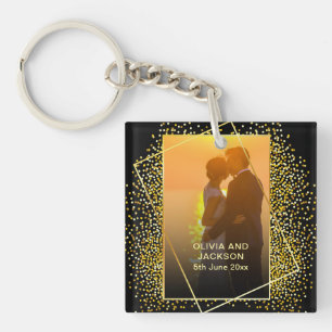 Stilvoller Happy Valentins Gold-Glitzer Schlüsselanhänger