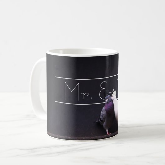 Stilvoller Herr u. Frau Pigeon Mugs Kaffeetasse (Vorderseite Links)