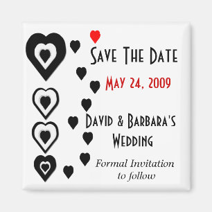 Stilvoller Herz-Save the Date Magnet