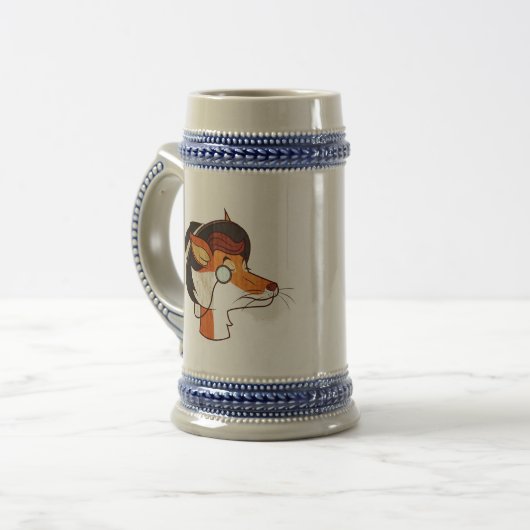Stilvoller Hipster Fox Beer Stein Bierglas (Vorderseite Links)
