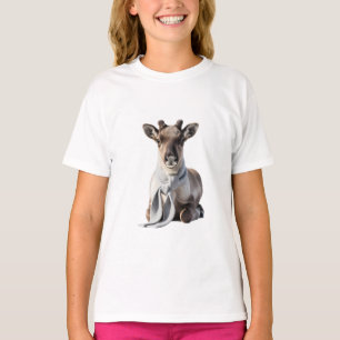 Stilvoller Hirsch mit blauem Schal Kinder T-Shirt