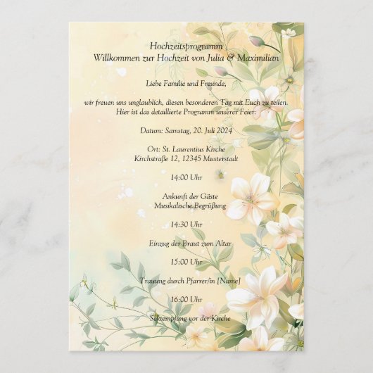 Stilvoller Hochzeit in Pastell Programm (Vorderseite)