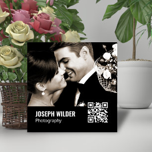 Stilvoller Hochzeitsfotograf Foto-QR-Code Schwarz Quadratische Visitenkarte