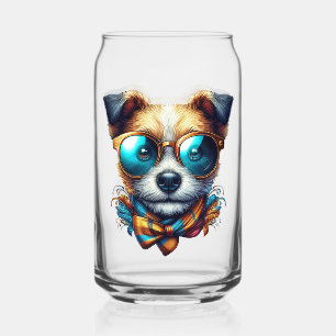 Stilvoller Hund mit Brille Buntes modernes Haustie Dosenglas
