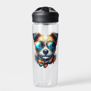 Stilvoller Hund mit Brille Buntes modernes Haustie Trinkflasche