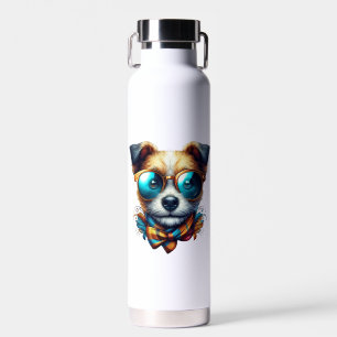 Stilvoller Hund mit Brille Buntes modernes Haustie Trinkflasche