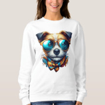 Stilvoller Hund mit Brille, farbenfrohe moderne Pe