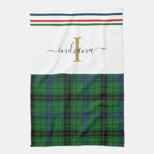 Stilvoller Karo-Monogramm-Name Rustikales Tartan Geschirrtuch