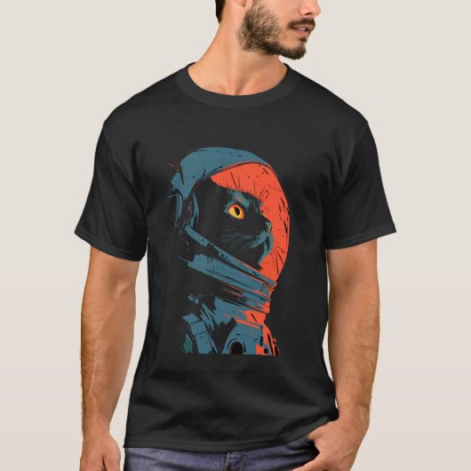 Stilvoller Katze Astronaut T-Shirt (Vorderseite)